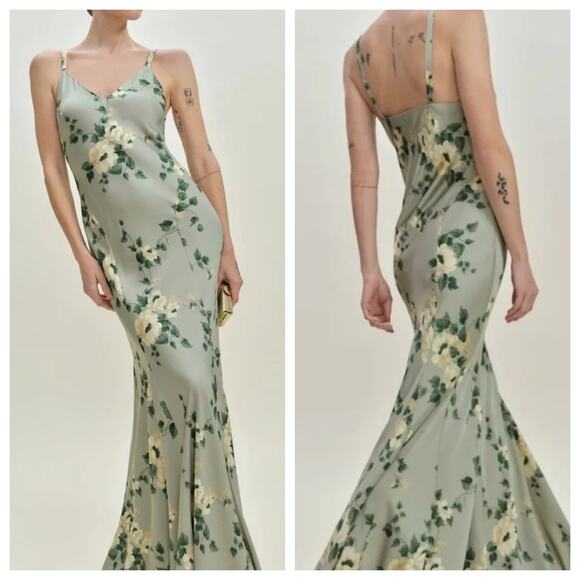 Reformation Dresses & Skirts - Reformation Tyler Satin Dress, Shade Garden Green, Size 6 NWT